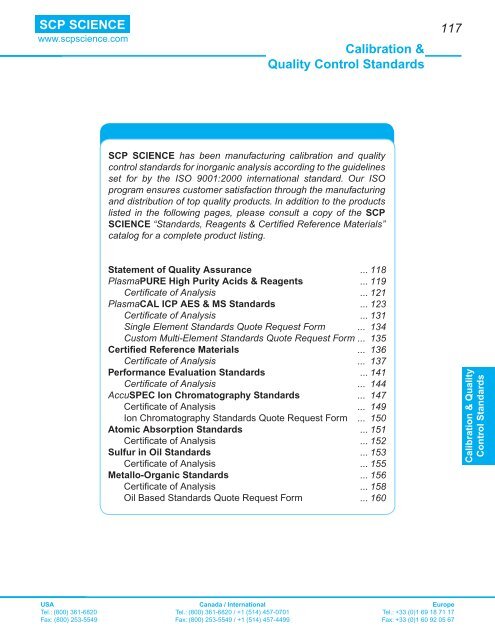 Calibration and Quality Control Standards - SCP Science